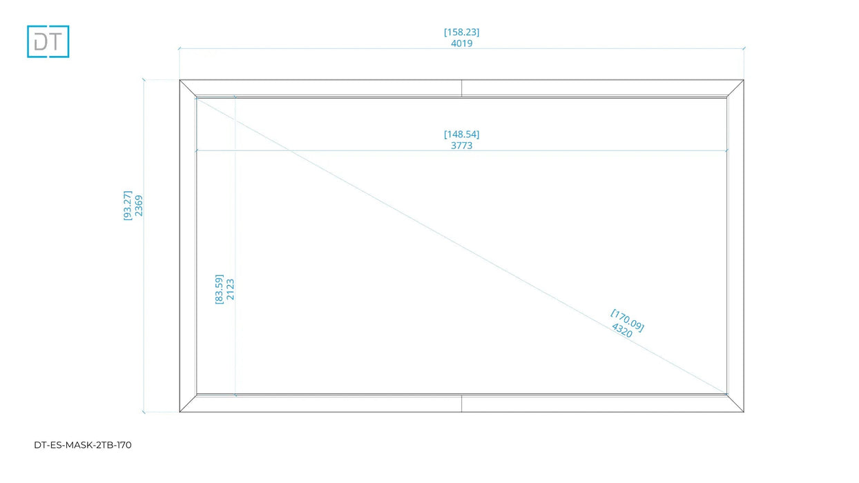 Mask2TB - Top and Bottom Masking Projection Screen - 1.78:1 Aspect Display Technologies